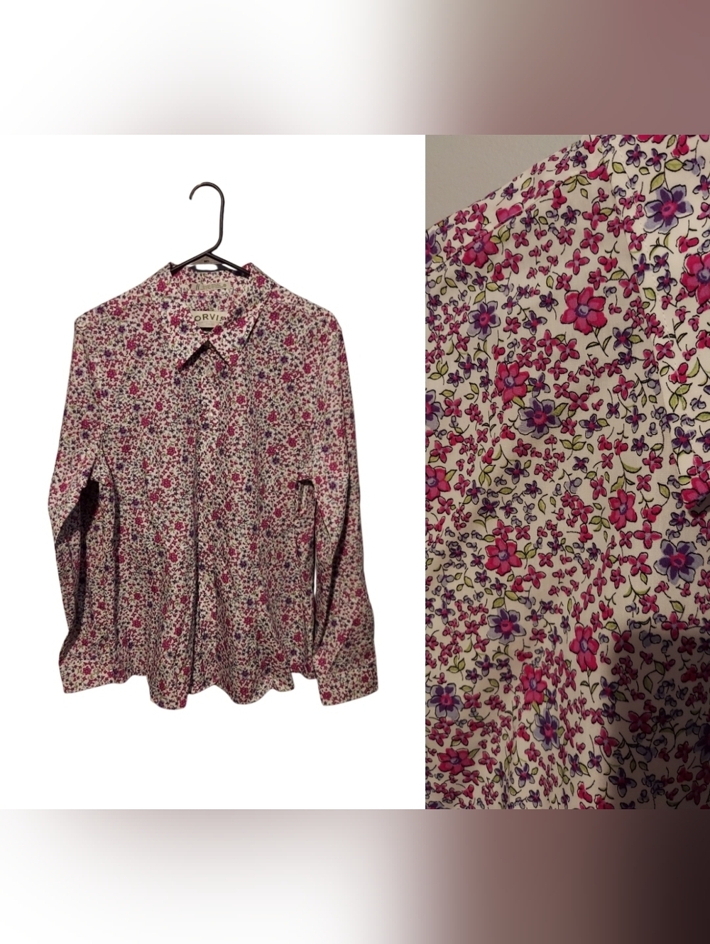Orvis Floral 100% Cotton Wrinkle Free Button Down Shirt 16 Garden Party Preppy